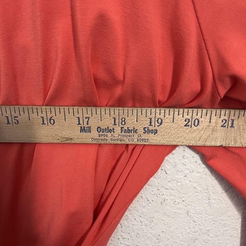 Talbots Woman Coral Wrap Top Size 1X Stretch Long Sleeve Deep V-Neck - Picture 7 of 8